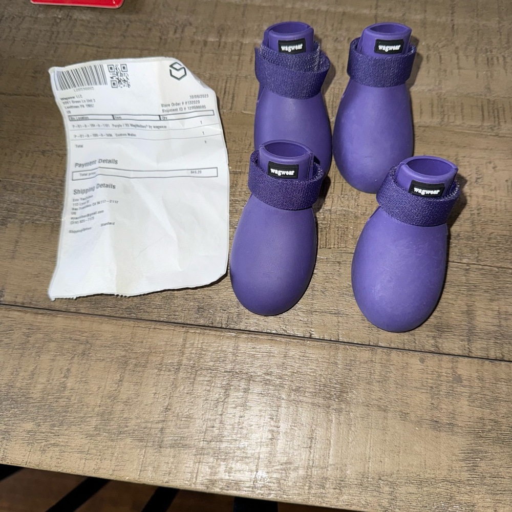Wagwellies Dog Boots XS, Purple, Never Worn